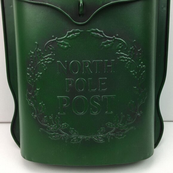 Christmas North Pole Post Green Mail Box Metal Tin - Picture 7 of 12